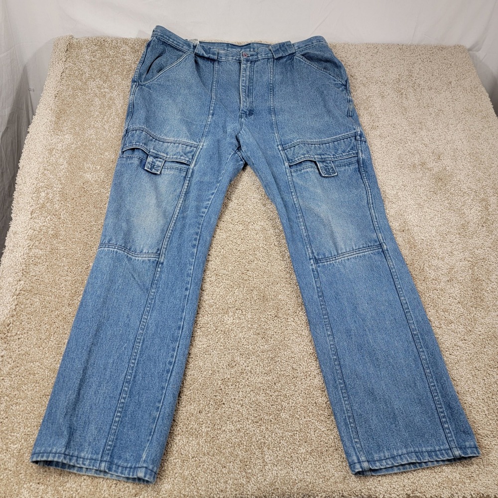 Sergio Valente Denim Cargo Pants Mens 44x37 Blue Jeans Carpenter